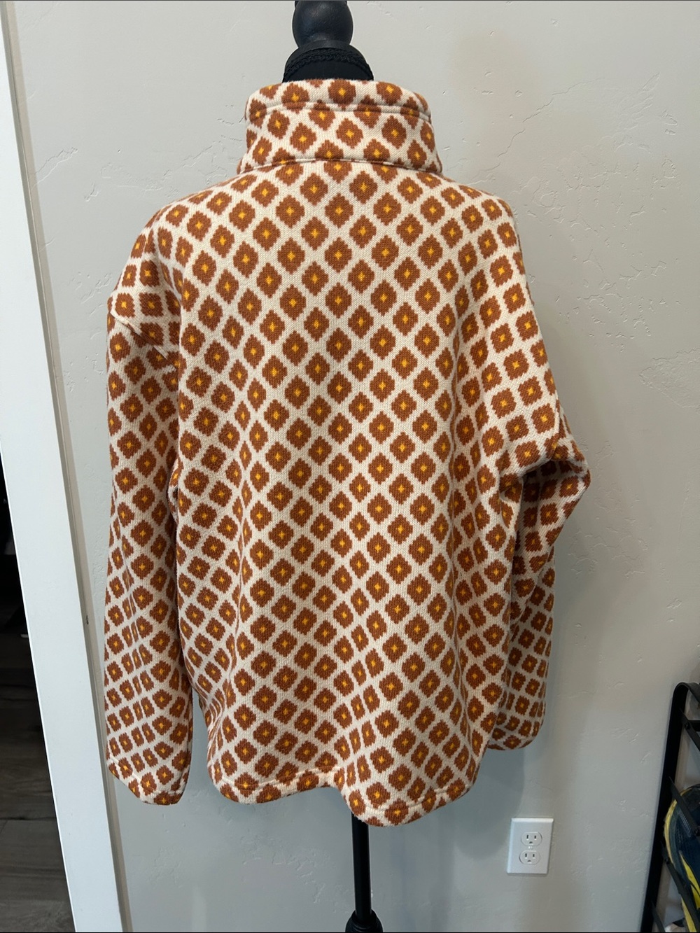 Marmot Cream & Rust Diamond Knit Half-Zip Pullover XL - Picture 4 of 6